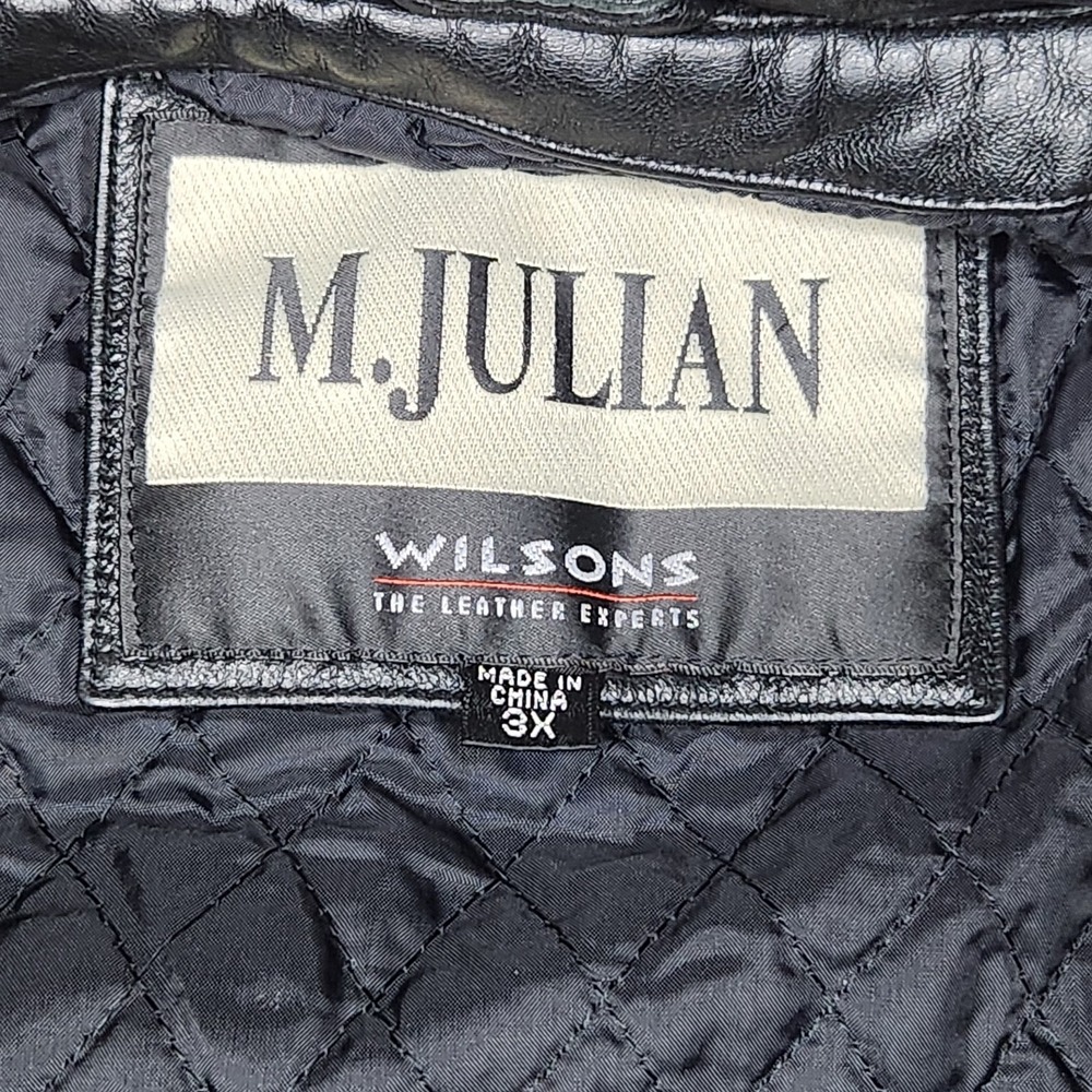 Vintage Wilsons M.Julian Leather Jacket Mens 3XL Black Full Zip Biker Pockets - Picture 3 of 16